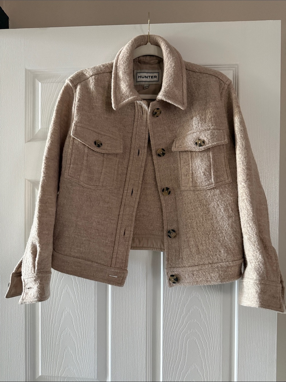 Hunter | Cropped Merino Wool Shacket | Blush Beige | M